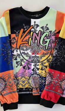 Large “King of the Streets” Velour Heavyweight Geometric Shirt